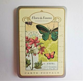 Tin Of Cavallini & Co.  Flora & Fauna Vintage 18 Postcard Set