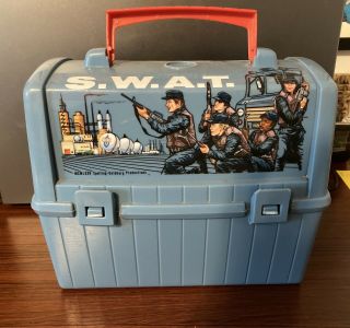 Rare - 1975 Swat/ S.  W.  A.  T.  Police Action Drama Dome Plastic Lunchbox W/ Thermos