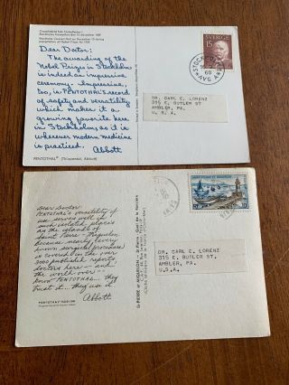Dear Doctor Abbott Pentothal Postcard Stockholm Usa 1959 60 Vintage