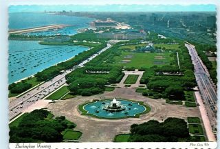 Chicago Illinois Buckingham Fountain Grant Park Shore Vintage 4x6 Postcard A49