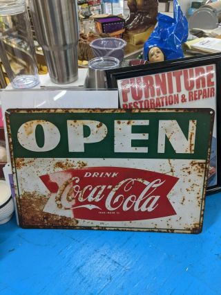 Rare Vintage 1950 " S Coca Cola Sign 2 Sided Open / Close