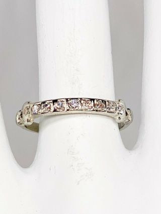 Antique 1930s Art Deco.  25ct Vs H Old Mine Cut Diamond 18k White Gold Band Ring