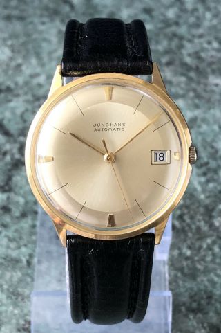 Stunning Vintage 1960s Junghans Automatic Gold Plated Date Watch,  Fully