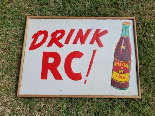 24x18 Vintage Embossed Drink Rc Cola Royal Crown Soda Metal Sign R C Framed