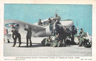 Keesler Field,  Ms Air Mechanics Cessna At - 17 Plane 1942 Vintage Postcard