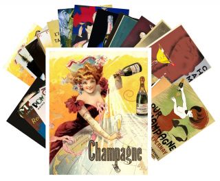 Postcards Pack [24 Cards] Champagne Ads Vintage Wine Art Deco Posters Cc1009