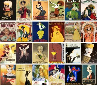 Postcards Pack [24 cards] Champagne Ads Vintage Wine Art Deco Posters CC1009 2