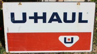 Vintage Large Metal Steel U - Haul Sign C.  1967 Advertising U Haul Moving 2 Sided