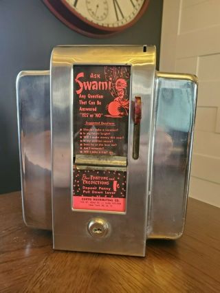 Ask Swami fortune teller napkin dispenser trade stimulator,  penny,  vending VTG 2