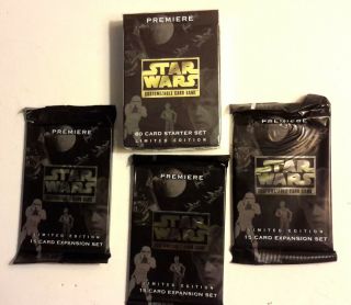1995 Star Wars Customizable Card Game Starter Set & 3 Booster Packs - Limited Ed