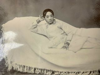 VTG ANTIQUE CABINET CARD 1900 CHINESE GIRL PHOTOGRAPH HANKOW WUHAN CHINA 3