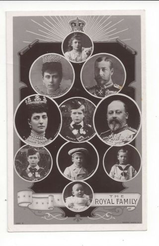 Vintage Rppc Postcard King Edward Vii Queen Alexandra Of Great Britain & Family