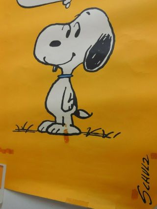 Vtg Snoopy Say Something Springbok Poster Yellow Poster Peanuts 28x20 3