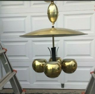 Vintage Gill Glass Co.  Mid - Century Modern Flying Saucer Chandelier Lamp Fixture