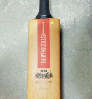 Vintage Gn100 Gray Nicholls Cricket Bat Signed By Will Slack Mike Gatting,