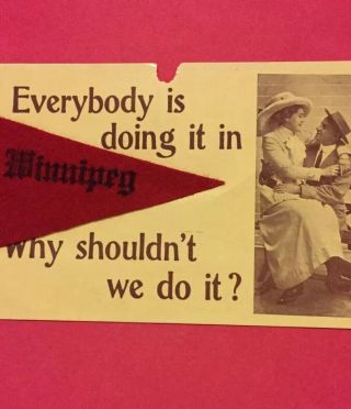 Postcard,  Felt Pennant,  Everybody Is Doing It Winnipeg Canada,  Vintage P22