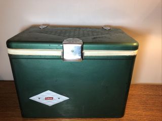 Vintage 1950’s Coleman Diamond Low - Boy Snowlite Metal Cooler Sparkle Green 5219