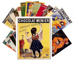 Postcards Pack [24 Cards] Chocolate Vintage Ads Posters Art Deco Swiss Cc1014