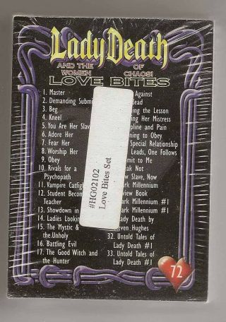 2001 Comic Images Lady Death Love Bites Trading Cards Set 72ct