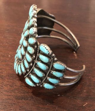 Vintage Signed Larry Moses Begay Turquoise Navajo Sterling Silver Cuff 2