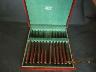 12 Vintage Cutco Table Knives In Wooden Box Brown Handles