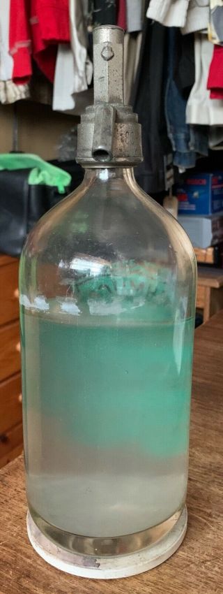 VTG Seltzer Bottle Schmuck Bros,  Cleve,  OH 37 ounce 3/4 full 2