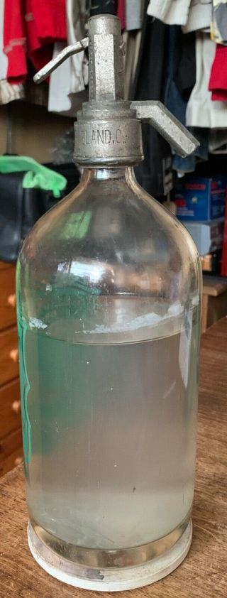 VTG Seltzer Bottle Schmuck Bros,  Cleve,  OH 37 ounce 3/4 full 3