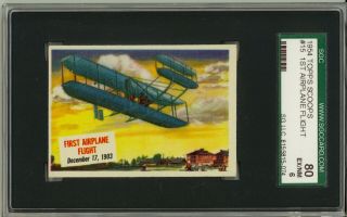 1954 Topps Scoop 15 First Airplane Flight Wright Brothers Kitty Hawk Sgc Exnm 6