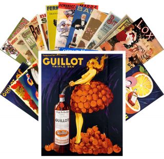 Postcards Pack [24 Cards] Liqueur Aperitif Vintage Alcohol Art Deco Ads Cc1091