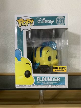 Funko Pop Flounder 237 Disney Hot Topic Diamond Exclusive W/ Protector