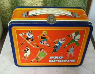 674g - 1 Pro Sports Vintage Ohio Art 1980 Metal Lunch Box,  No Thermos