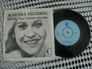 Agnetha Faltskog.  S.  O.  S.  7 ".  Pc,  Swedish Pc.  Abba,  1975,  Sung In Swedish,  Solo.  Pop.  Vg