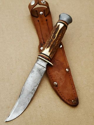 Vintage Puma Knives Stag Handle Hunting Knife Pre - 1964 Sheath