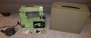 Vintage Elna Grasshopper Sewing Machine In Metal Case W/ Oil Cans & Acc.  Rare
