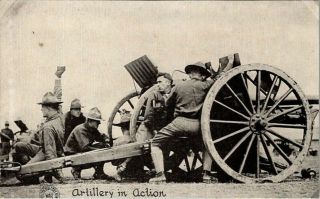 Vintage Ww1 Rppc Early 1900s American Artillery In Action,  France
