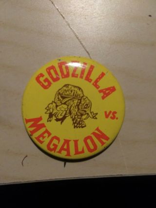 Vintage Godzilla Vs Megalon Movie Promo Pin / Pin - Back Button Badge