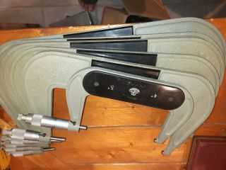 Vintage Etalon Micrometers Set From 3 " - 12 " Inch Incriments - - - (missing 5 " - 6 ")