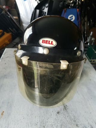 Vintage Bell Star Full Face Racing Helmet Black Vtg 1970’s Star 120 Sz.  6&7/8 "