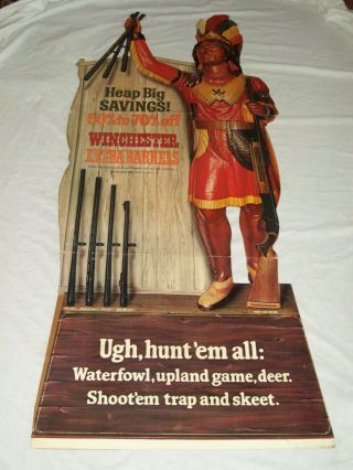 Scarce Winchester Gun Barrel Cigar Store Indian Display Poster Sign 1967 60 "