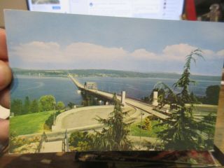Vintage Old Washington State Postcard Floating Lake Bridge To Mercer Island Ramp