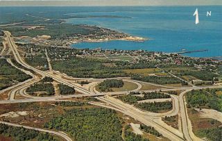St Ignace Mi 1963 Aerial View Of I - 75 And Us - 2 Interchange Vintage Michigan 602