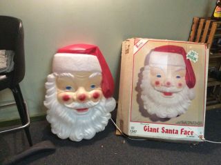 Empire Blow Mold Giant Santa Face Christmas Outdoor 36 " Vintage