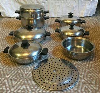 Vtg Rena Ware 3 - Ply 18 - 8 Stainless Steel 12 - Piece Cookware Set