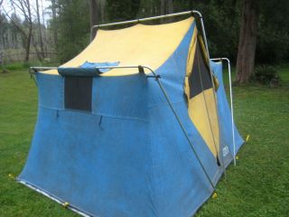VINTAGE WENZEL CANVAS CABIN TYPE CAMPING TENT 10 X 9 WITH FLOOR CAMPING SEE 2