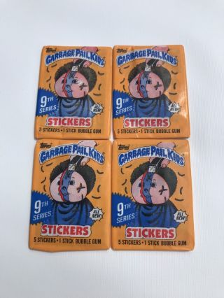 4 Packs Garbage Pail Kids Series 9 Stickers Trading Cards 1986 Topps