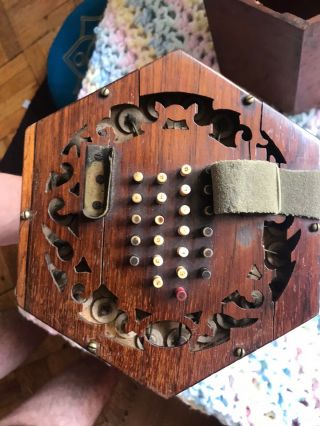 Vintage Concertina Serial Number 48 Button " English " W/case