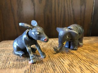 Vintage Plastic Elephant And Donkey Nodders/ Bobble - Head Made In Hong Kong
