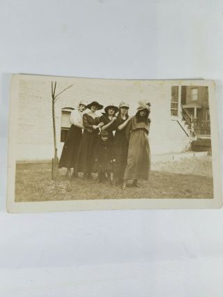 Vintage Real Photo Post Card 5 Women And A Little Girl All Dressed Up 1910 