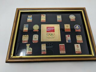 Limited Edition 16th Anniversary Olympic Winter Games Coca - Cola Pin Set In Frame
