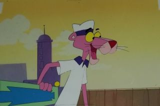 Pink Panther Production Animation Cel W/ Key Master Background